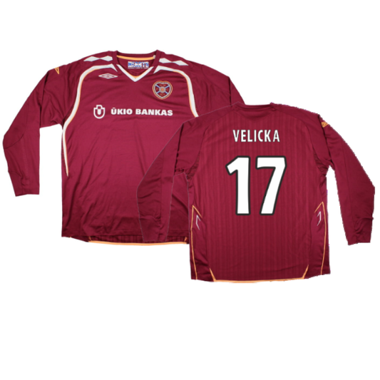Hearts 2007-08 Long Sleeve Home Shirt (XXL) (Excellent) (Velicka 17)_0