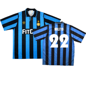 Inter Milan 1991-1992 Home Shirt (L) (Excellent) (MILITO 22)_0