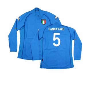 Italy 2002-2003 Home Long Sleeve Shirt (M) (Good) (Cannavaro 5)_0