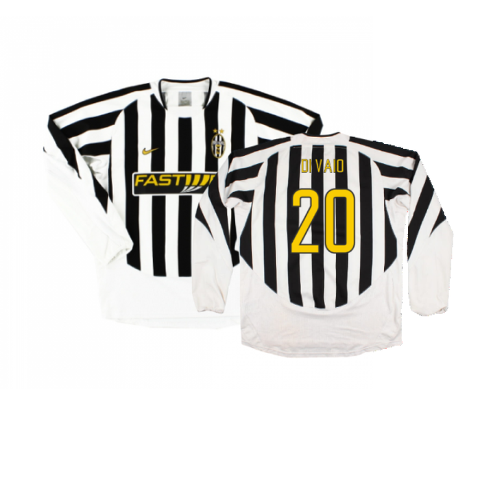 Juventus 2003-04 Long Sleeve Home Shirt (M) (Very Good) (Di Vaio 20)