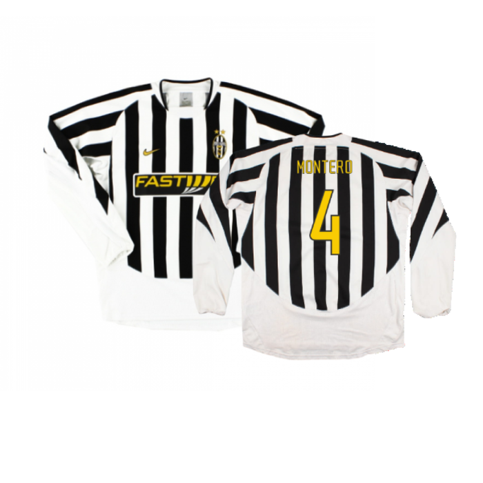 Juventus 2003-04 Long Sleeve Home Shirt (M) (Very Good) (Montero 4)