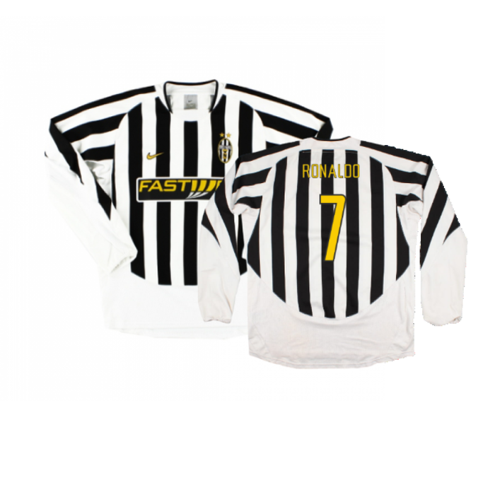 Juventus 2003-04 Long Sleeve Home Shirt (M) (Very Good) (Ronaldo  7)