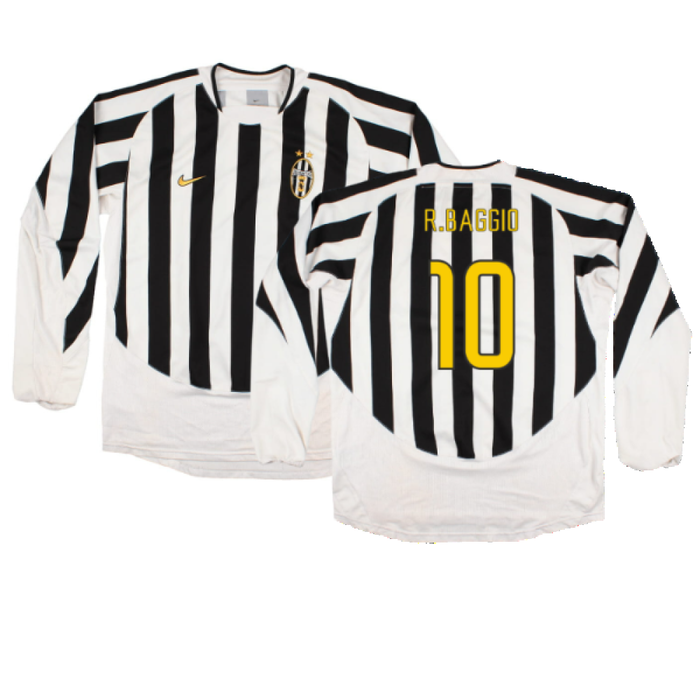 Juventus 2003-04 Long Sleeve Home Shirt (Sponsorless) (L) (Excellent) (R.Baggio 10)