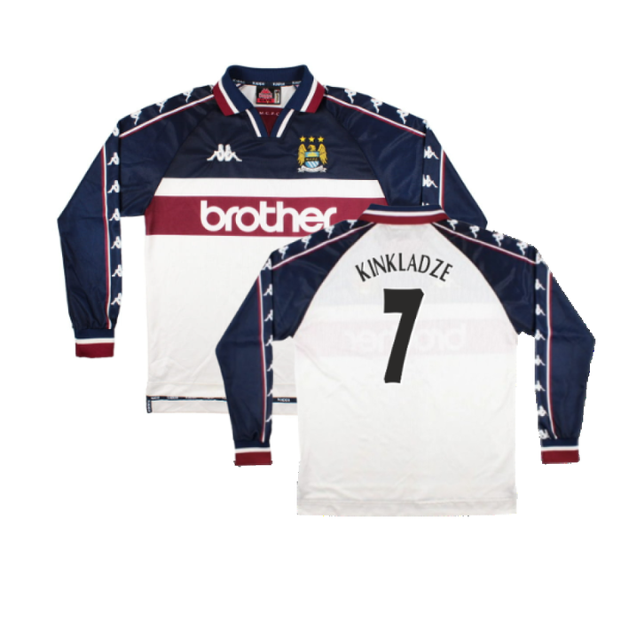 Manchester City 1997-99 Away Long Sleeve Shirt (M) (Very Good) (Kinkladze 7)