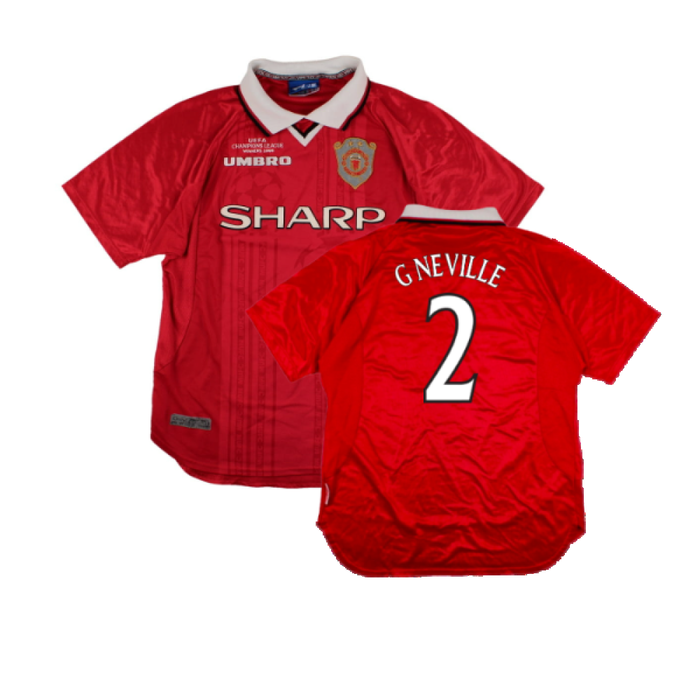 Manchester United 1999-00 European Home Shirt (XL) (Excellent) (G Neville 2)