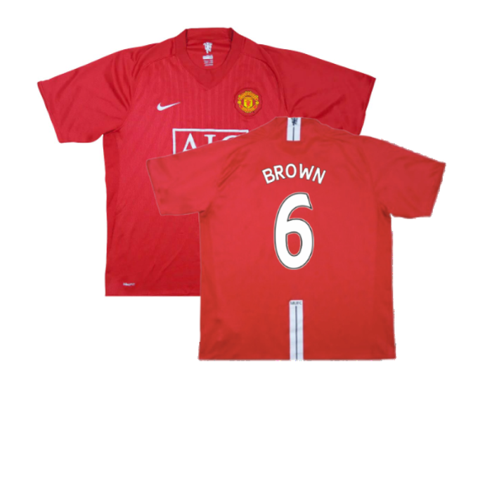 Manchester United 2007-09 Home Shirt (XL) (Excellent) (Brown 6)