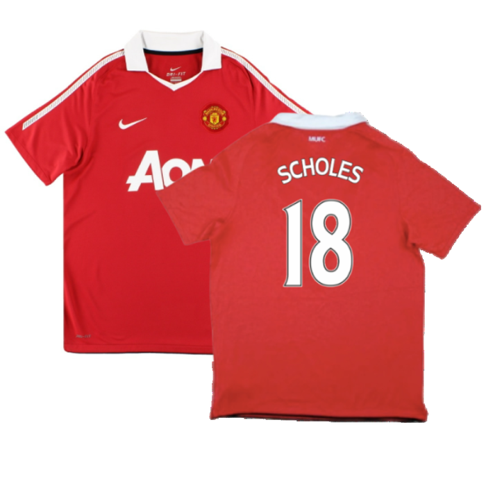 Manchester United 2010-11 Home Shirt (S) (Good) (Scholes 18)