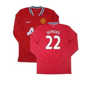 Manchester United 2011-12 Long Sleeve Home Shirt (S) (Very Good) (Scholes 22)_0