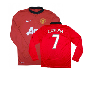 Manchester United 2013-14 Home Long Sleeve Shirt (XL) (Mint) (Cantona 7)_0