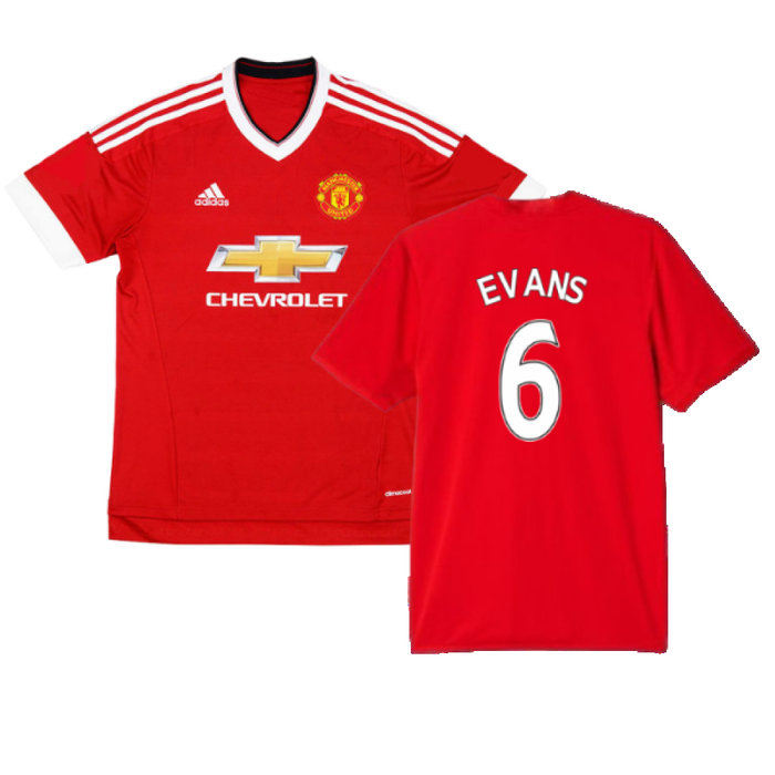 Manchester United 2015-16 Home Shirt (M) (Mint) (Evans 6)