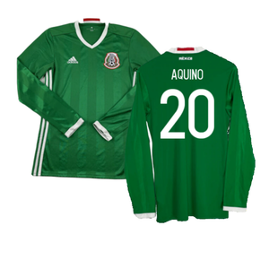 Mexico 2016-2017 Long Sleeve Home Shirt (XL) (Excellent) (Aquino 20)_0