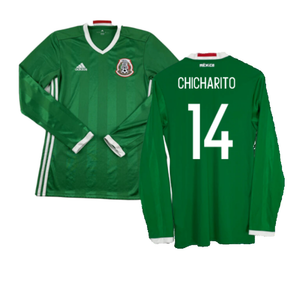 Mexico 2016-2017 Long Sleeve Home Shirt (XL) (Excellent) (Chicharito 14)_0