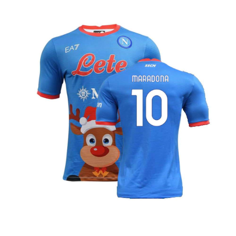 Napoli 2022-23 Special Edition Christmas Shirt (S) (Excellent) (Maradona 10)_0