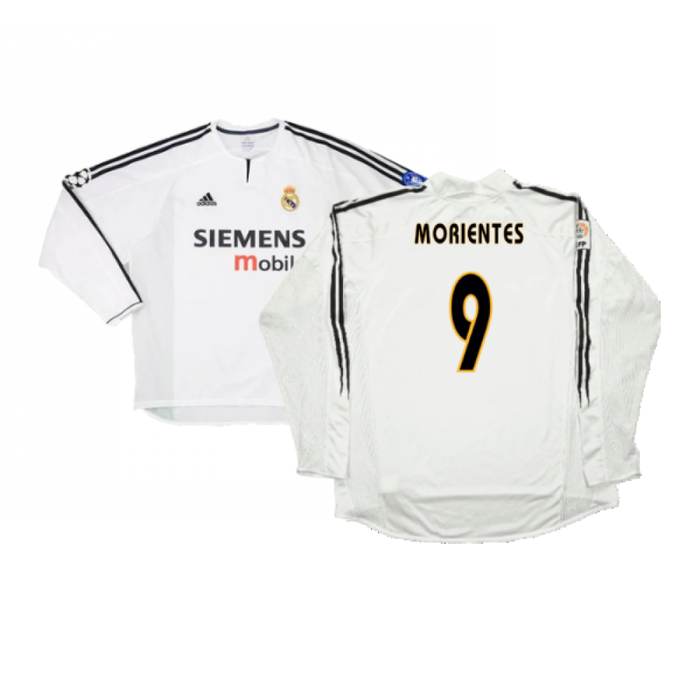 Real Madrid 2003-04 Home Long Sleeve Shirt (M) (Mint) (Morientes 9)