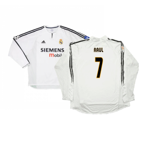 Real Madrid 2003-04 Home Long Sleeve Shirt (M) (Mint) (Raul 7)_0