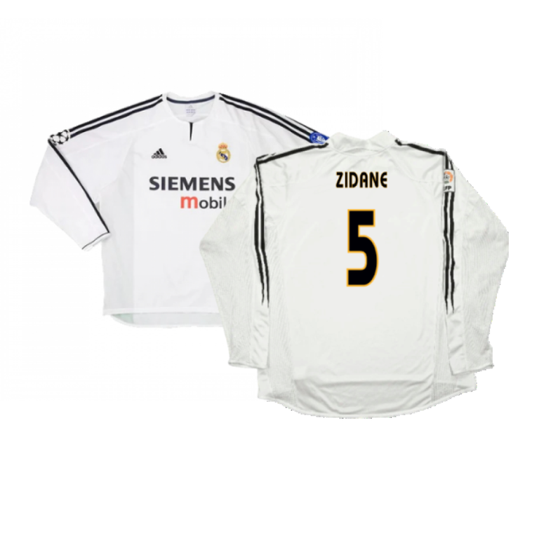 Real Madrid 2003-04 Home Long Sleeve Shirt (M) (Mint) (Zidane 5