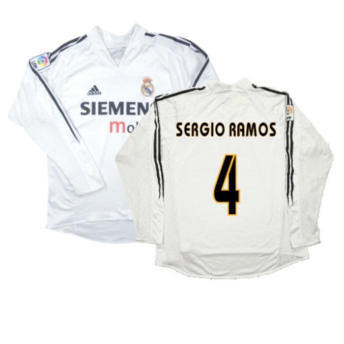 Real Madrid 2004-05 Long Sleeve Home Shirt (M) (Excellent) (SERGIO RAMOS 4)