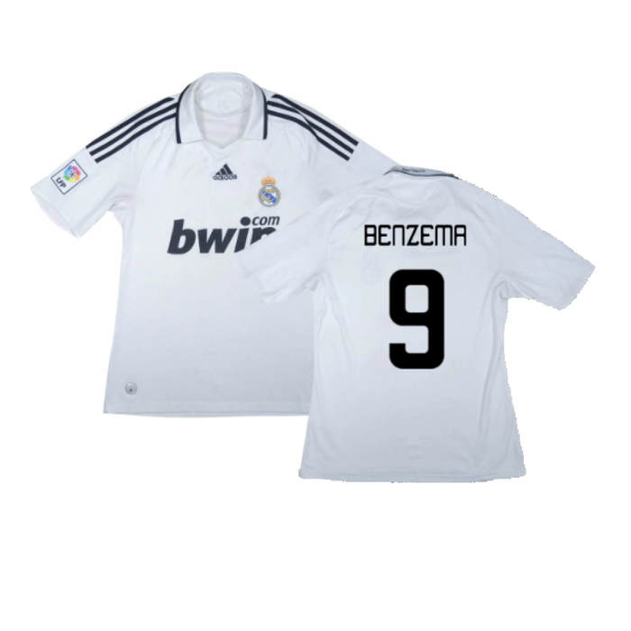 Real Madrid 2008-09 Home Shirt (L) (Very Good) (Benzema 9)