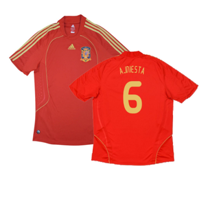 Spain 2008-2009 Home Shirt (Excellent) (A.Iniesta 6)_0