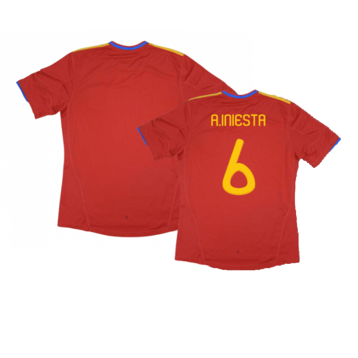 Spain 2010-11 Home Shirt (XL) (Excellent) (A.Iniesta 6)