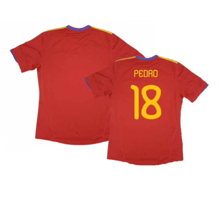 Spain 2010-11 Home Shirt (XL) (Excellent) (Pedro 18)