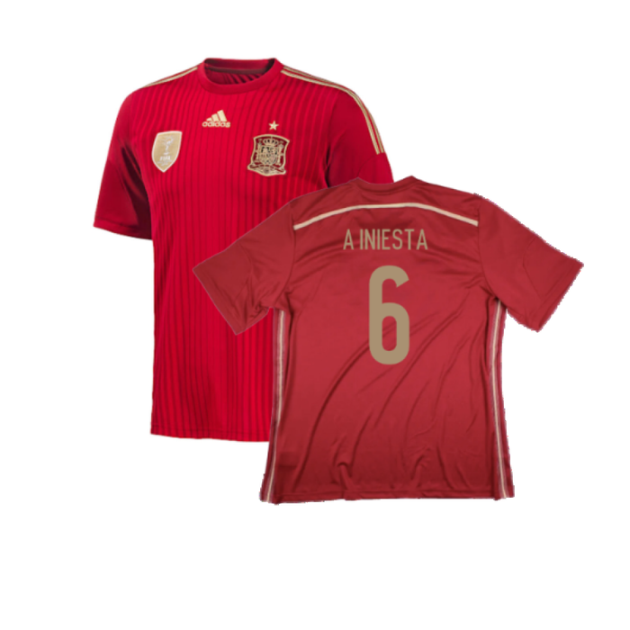 Spain 2014-15 Home Shirt (XS) (Excellent) (A Iniesta 6)