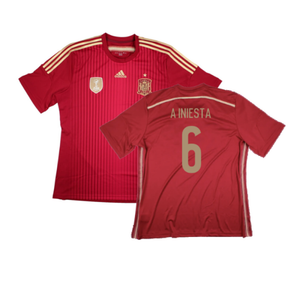 Spain 2014-2015 Home Shirt (World Cup Badge) (XL) (Excellent) (A Iniesta 6)_0