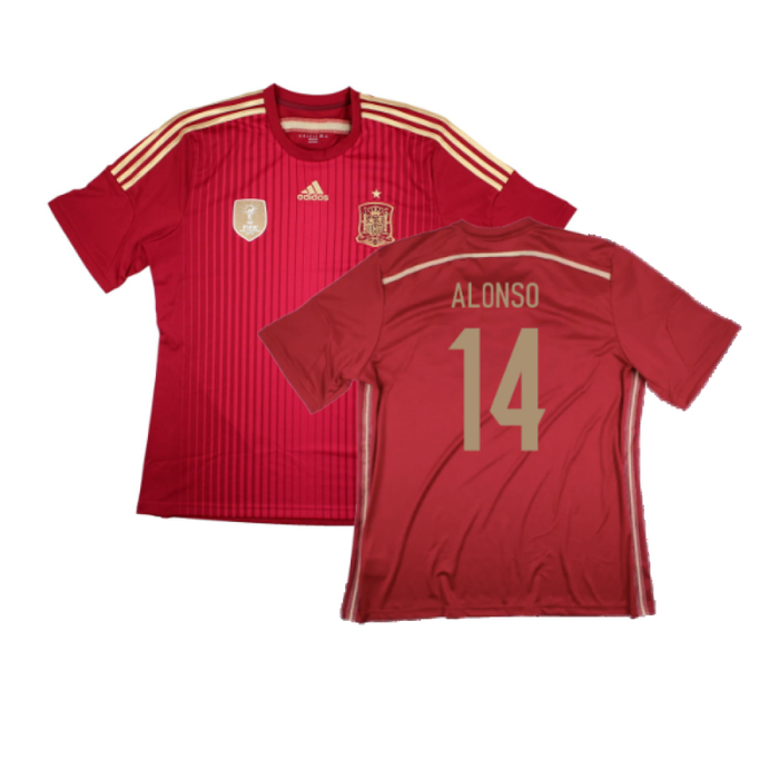 Spain 2014-2015 Home Shirt (World Cup Badge) (XL) (Excellent) (Alonso 14)