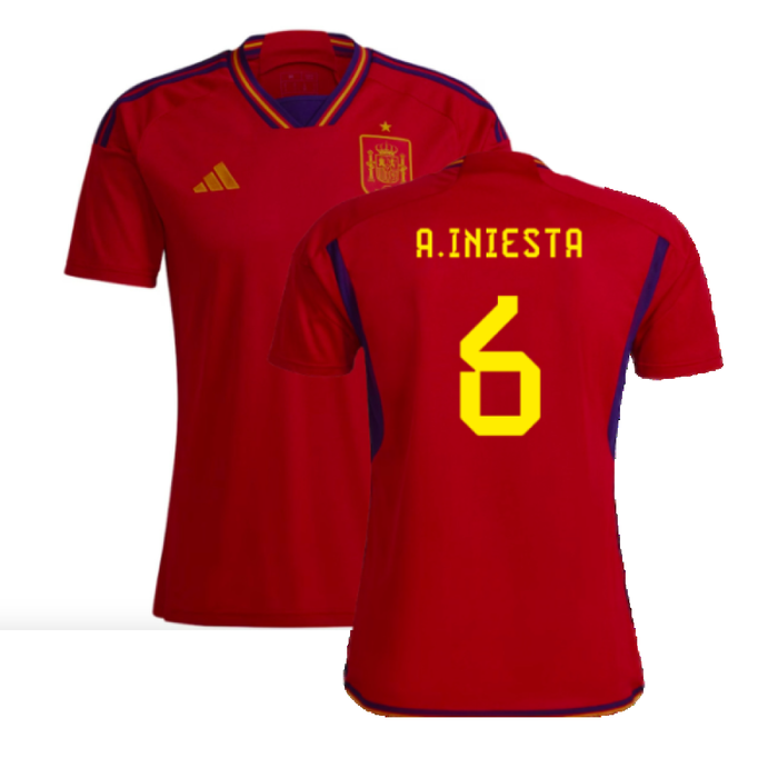 Spain 2022-23 Home Shirt (Womens XL-) (A.Iniesta 6) (Mint)