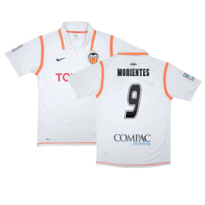 Valencia 2007-08 Home Shirt (XL) (Excellent) (Morientes 9)