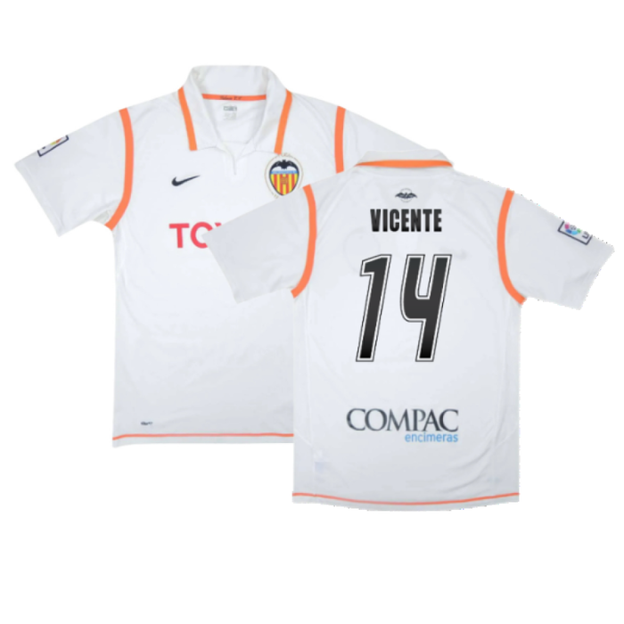 Valencia 2007-08 Home Shirt (XL) (Excellent) (Vicente 14)