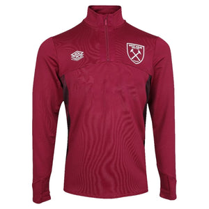 2022-2023 West Ham Quarter Zip Top (Red Plum) - Kids_0